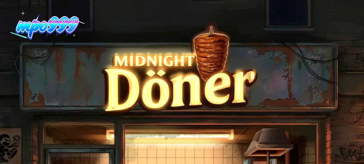 Tampilan visual mesin slot Midnight Doner dengan elemen makanan cepat saji